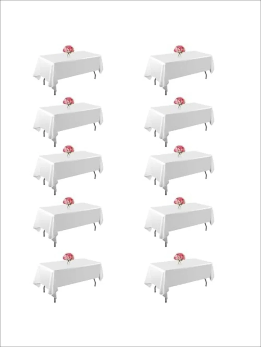 10 Pack White Table Cloth for Rectangle Tables 60x102 Inch Fit 6 Foot Table
